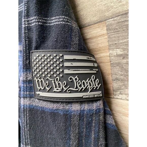 Howitzer Men's Plaid Flannel Shirt Jacket Blue Long Sleeve Size L Warm Cozy Soft - Picture 6 of 13